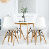 Set of 4 Modern Dining Side Chair Wood Legs-White