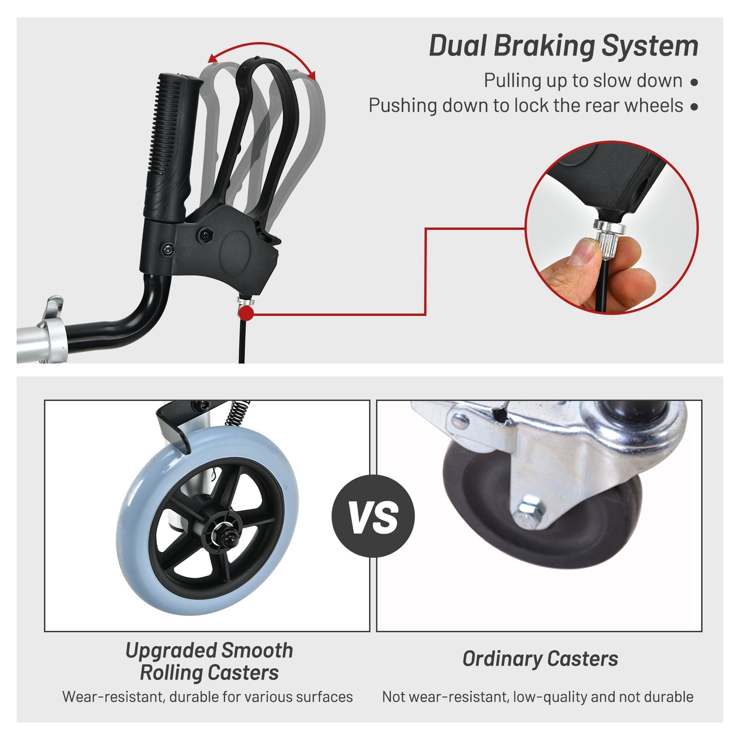 Folding Auxiliary Walker Rollator with Brakes -Silver - (Missing front Pouch)