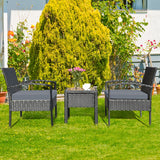 NO TAX SPECIAL, FULLY ASSEMBLED, 3 Pieces Outdoor Rattan Patio Conversation Set with Seat Cushions-Gray (Copy)