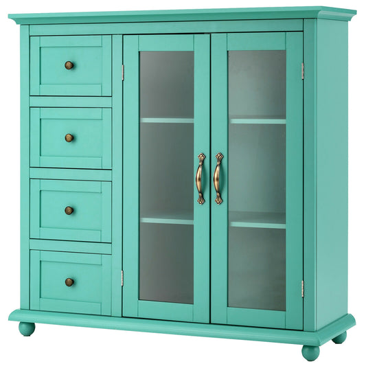 Buffet Sideboard Table Kitchen Storage Cabinet with Drawers and Doors-Green, Fully Assembled