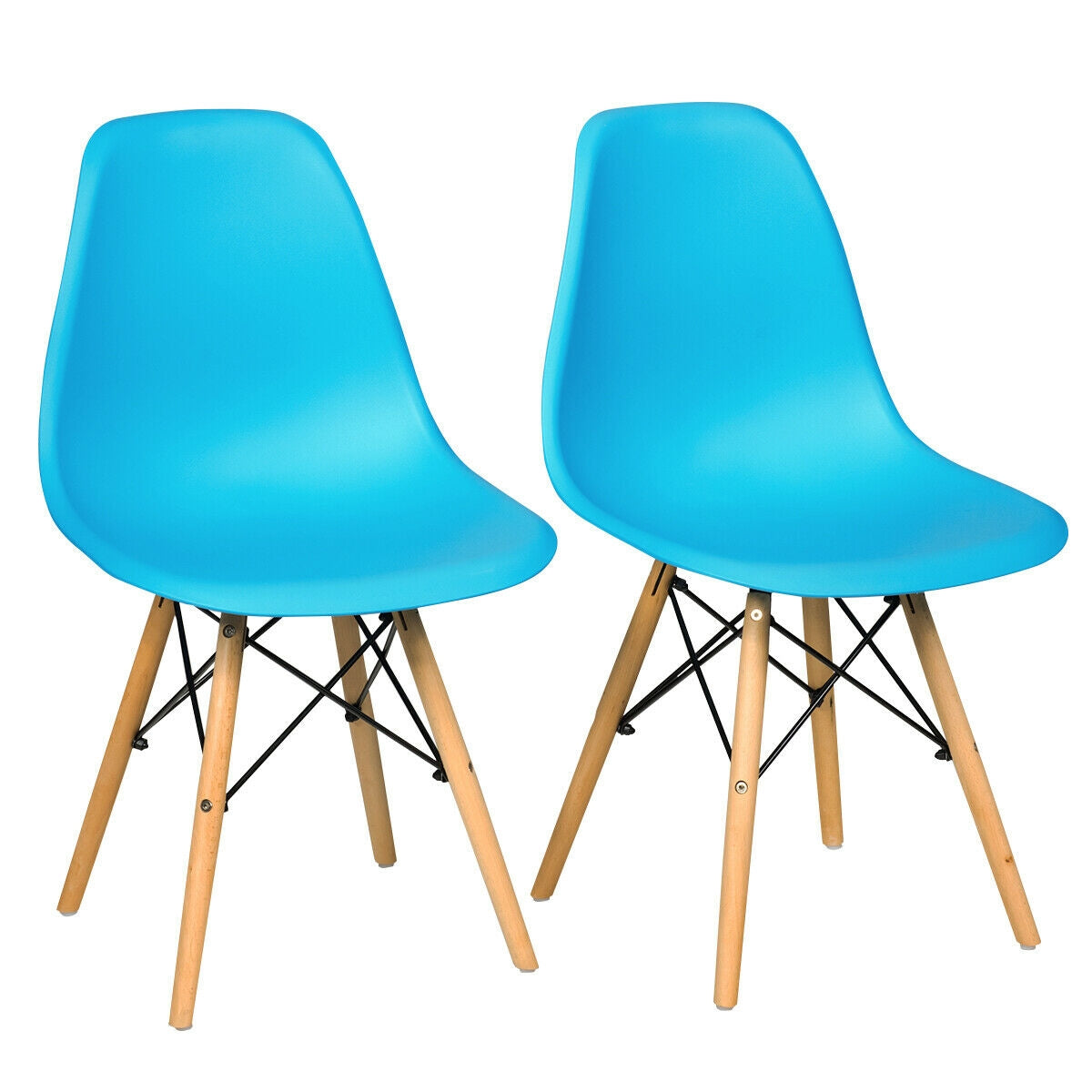 Set of 2 Mid-Century Modern DSW Dining Side Chair-White
