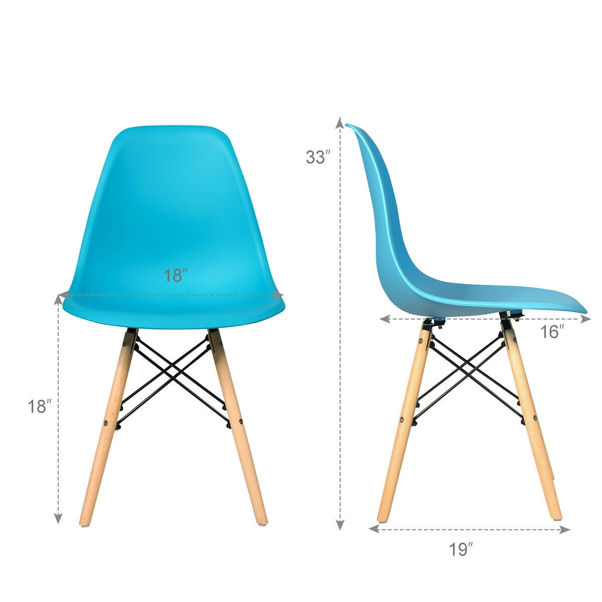 Set of 2 Mid-Century Modern DSW Dining Side Chair-White
