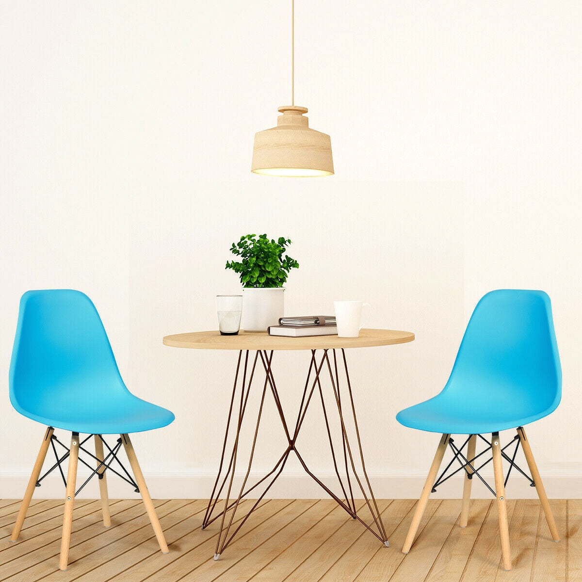 Set of 2 Mid-Century Modern DSW Dining Side Chair-White