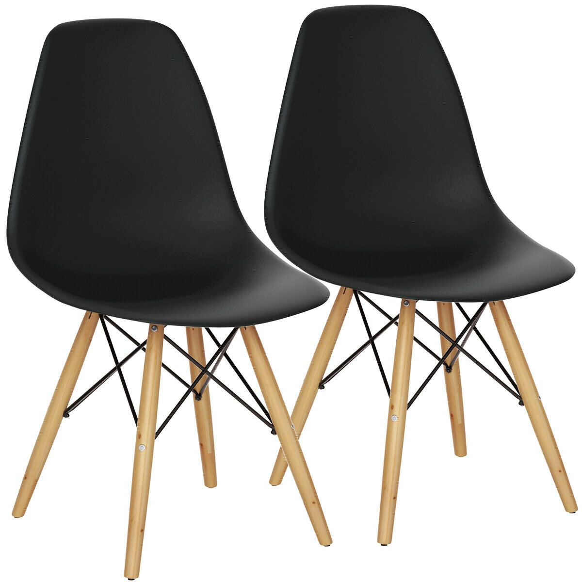 Set of 2 Mid-Century Modern DSW Dining Side Chair-White