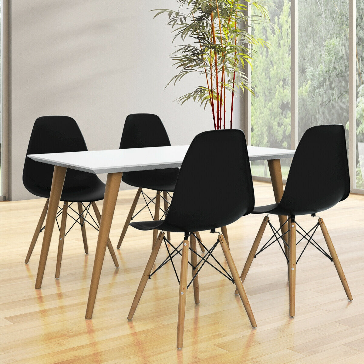 Set of 2 Mid-Century Modern DSW Dining Side Chair-White