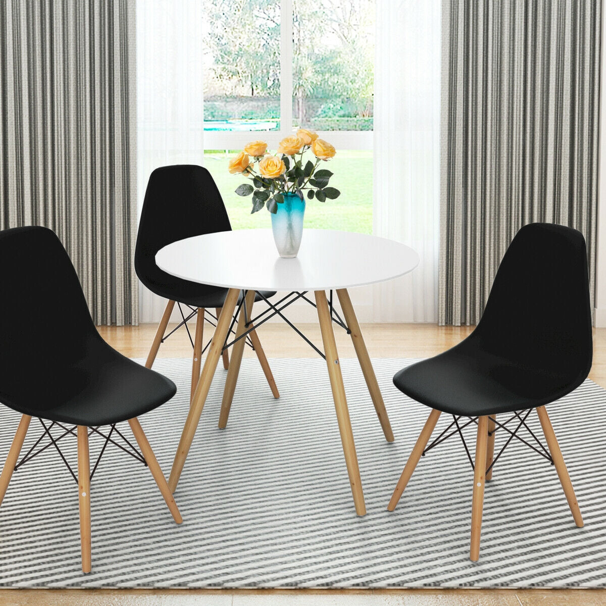 Set of 2 Mid-Century Modern DSW Dining Side Chair-White