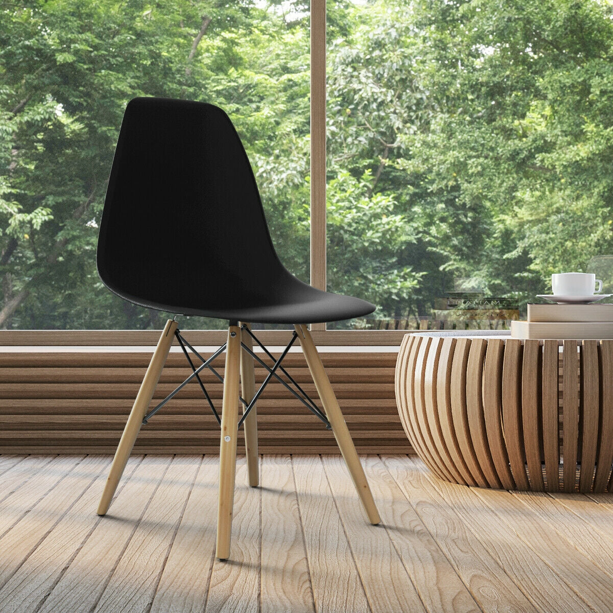 Set of 2 Mid-Century Modern DSW Dining Side Chair-White