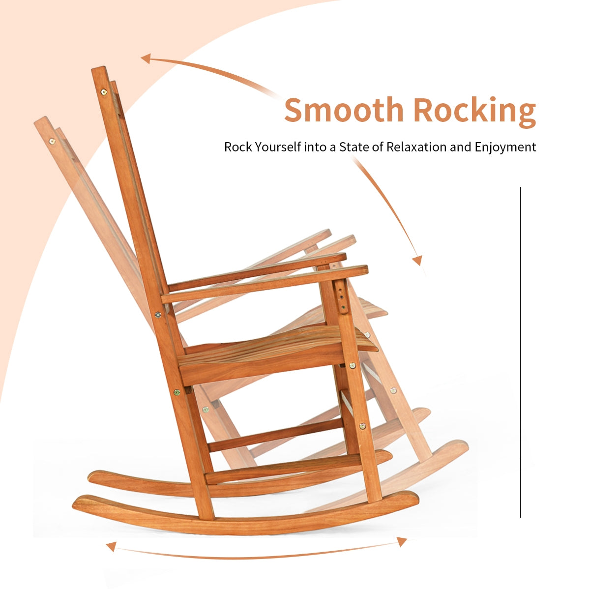 3 Pieces Eucalyptus Rocking Chair Set with Coffee Table (Fully Assembled) (Scratch and Dent)