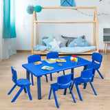 *CLEARANCEL* - 7-Piece Plastic Kids Chairs and Table - Blue (Scratch and Dent)