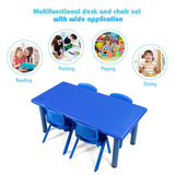 *CLEARANCEL* - 7-Piece Plastic Kids Chairs and Table - Blue (Scratch and Dent)