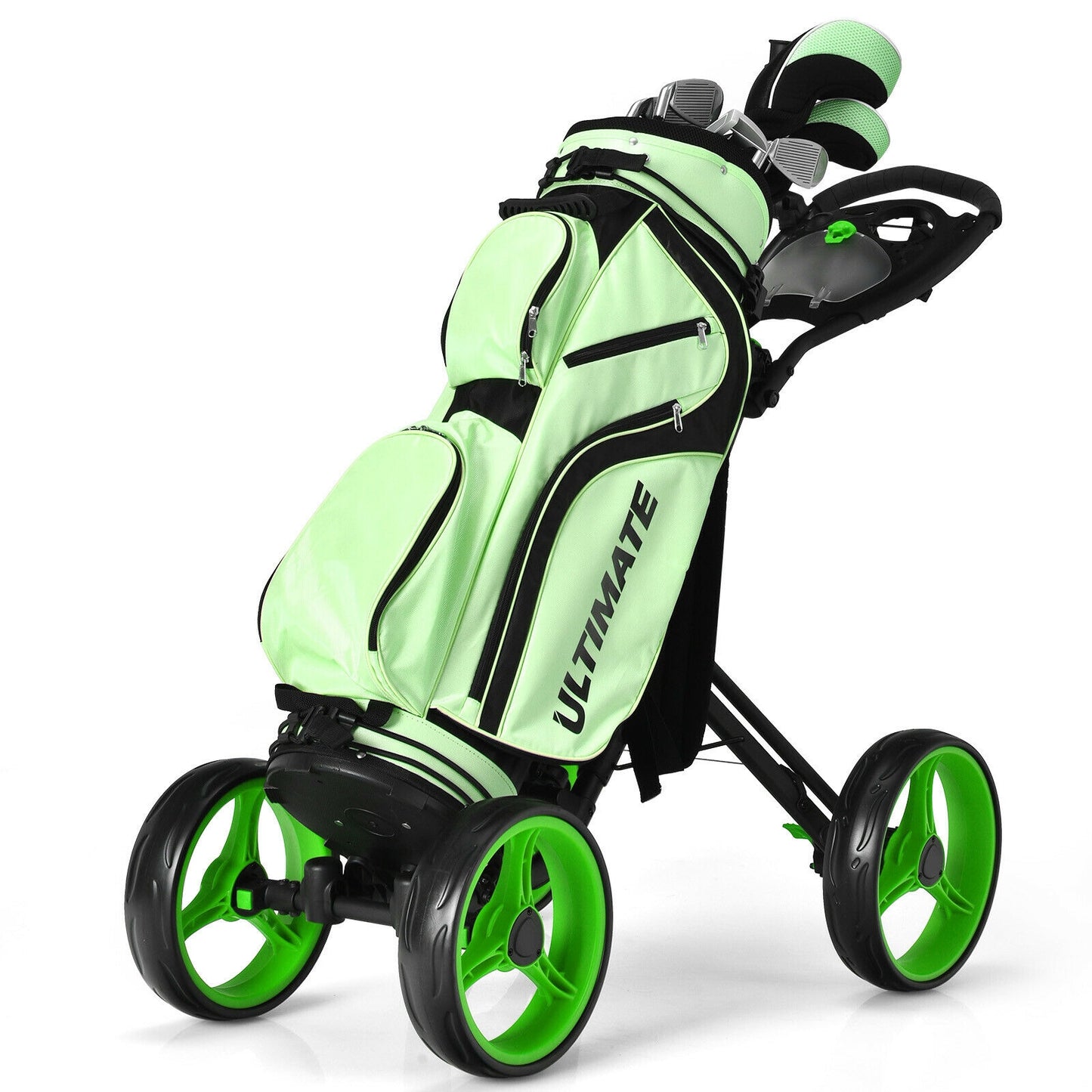 Folding 4 Wheels Golf Push Cart W/Brake Scoreboard Adjustable Handle