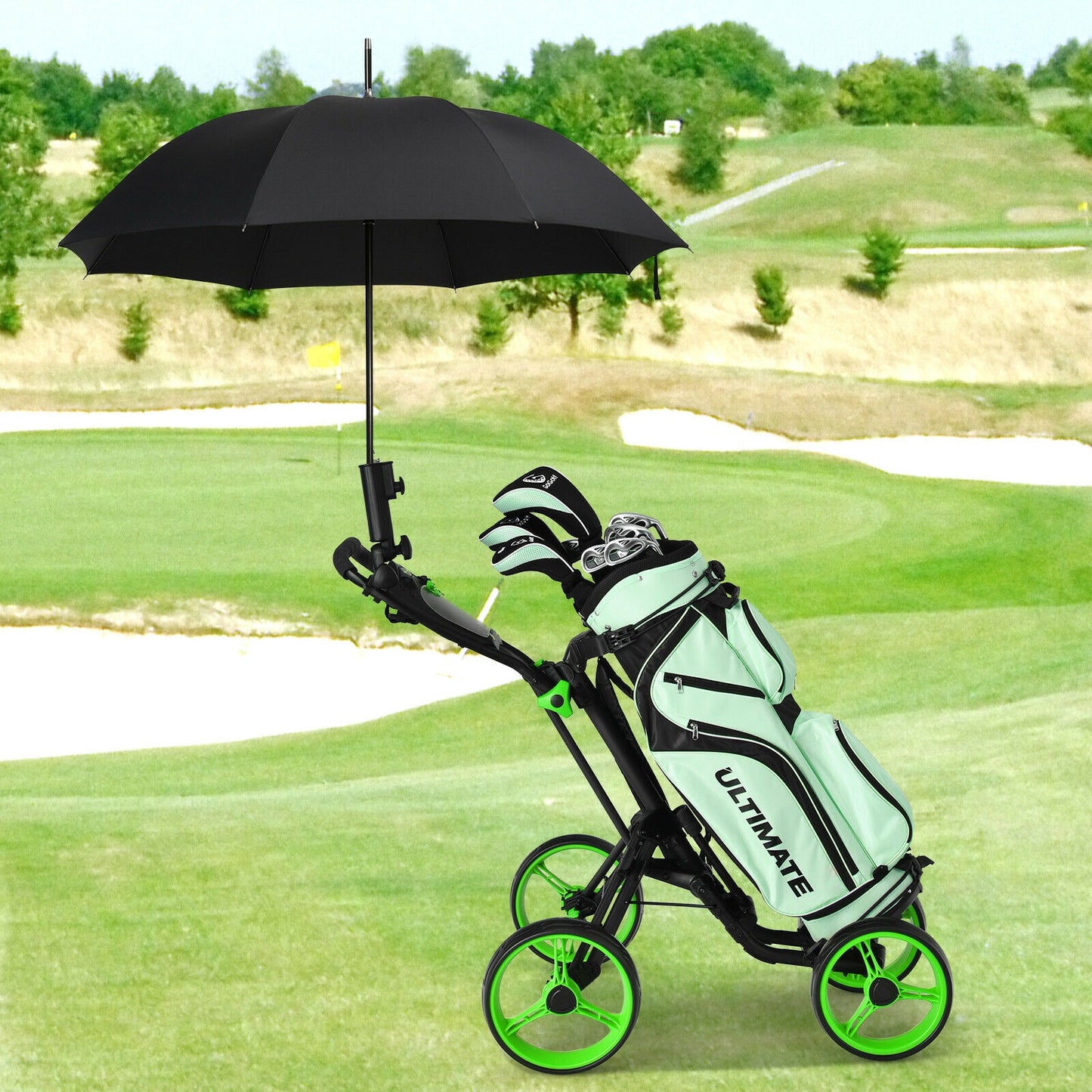 Folding 4 Wheels Golf Push Cart W/Brake Scoreboard Adjustable Handle