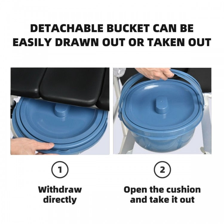 SALE,  2-in-1 Aluminum Commode Shower Wheelchair with Locking Casters