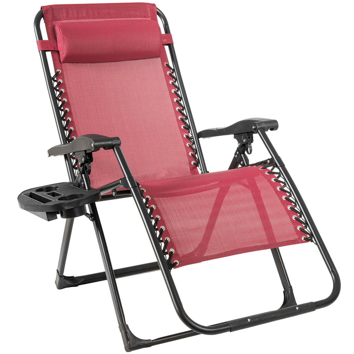 *SPECIAL* - Oversize Lounge Chair Patio Heavy Duty Folding Recliner-Wine (Missing Cup Holder)