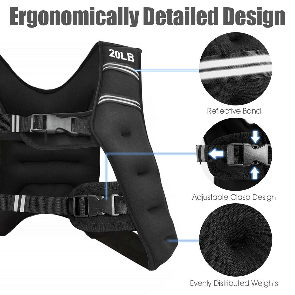 20 lbs Training Weight Vest Workout Equipment with Adjustable Buckles