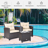 3 Pieces Patio Rattan Furniture Set  - Fully Assembled - Not Original Cushions