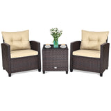 3 Pieces Patio Rattan Furniture Set  - Fully Assembled - Not Original Cushions