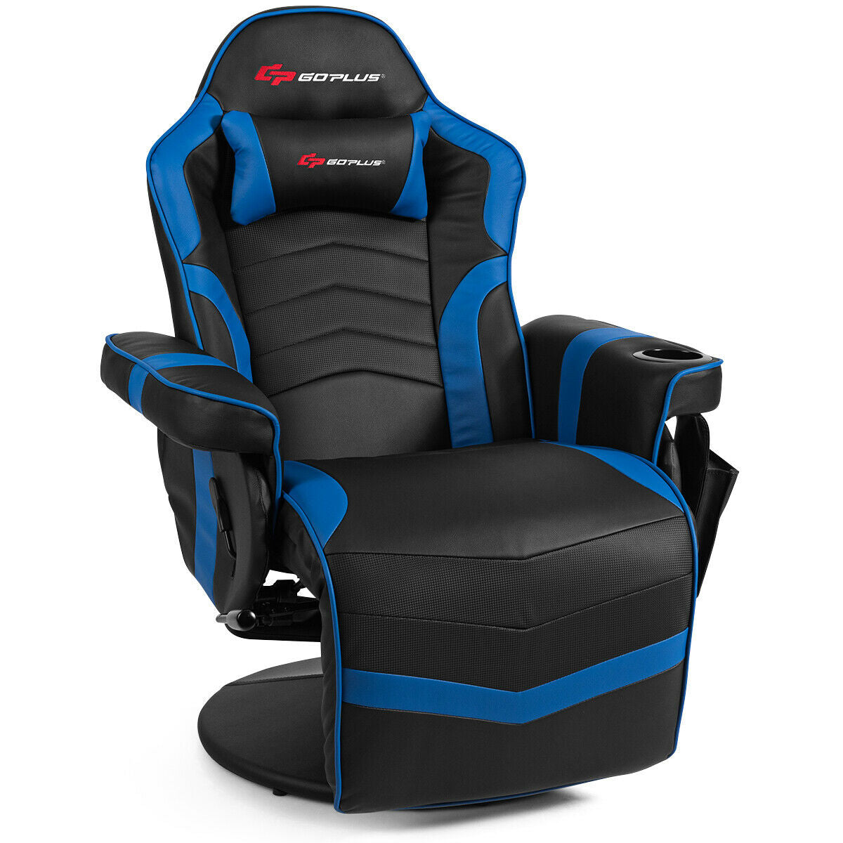 Ergonomic High Back Massage Gaming Chair with Pillow-Blue, Fully Assembled