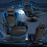 Ergonomic High Back Massage Gaming Chair with Pillow-Blue