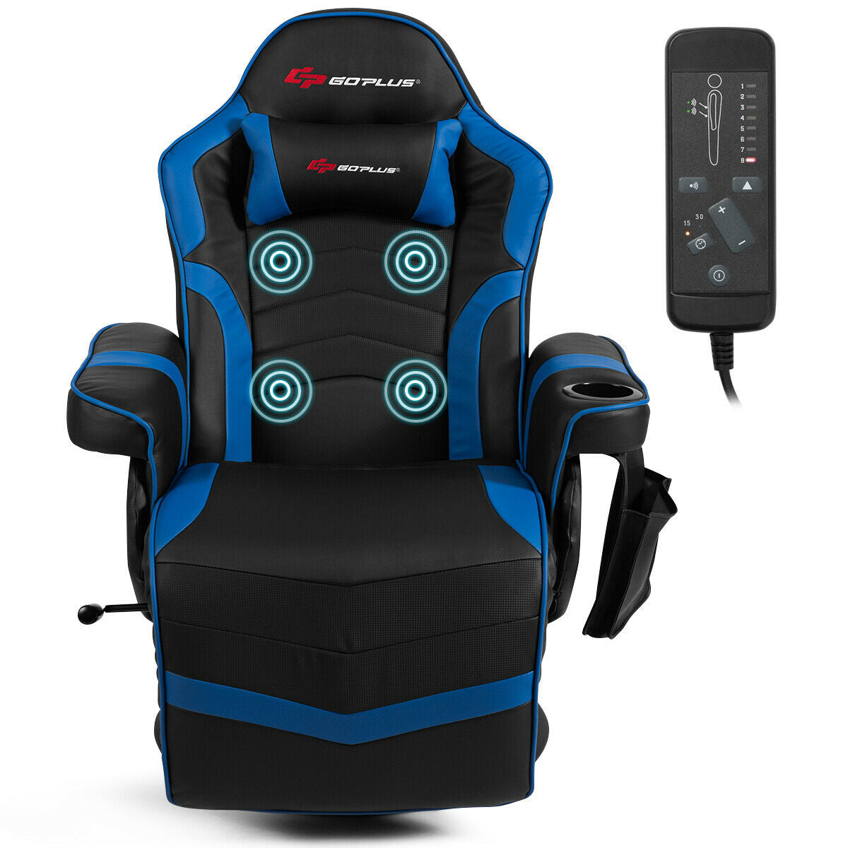 Ergonomic High Back Massage Gaming Chair with Pillow-Blue, Fully Assembled