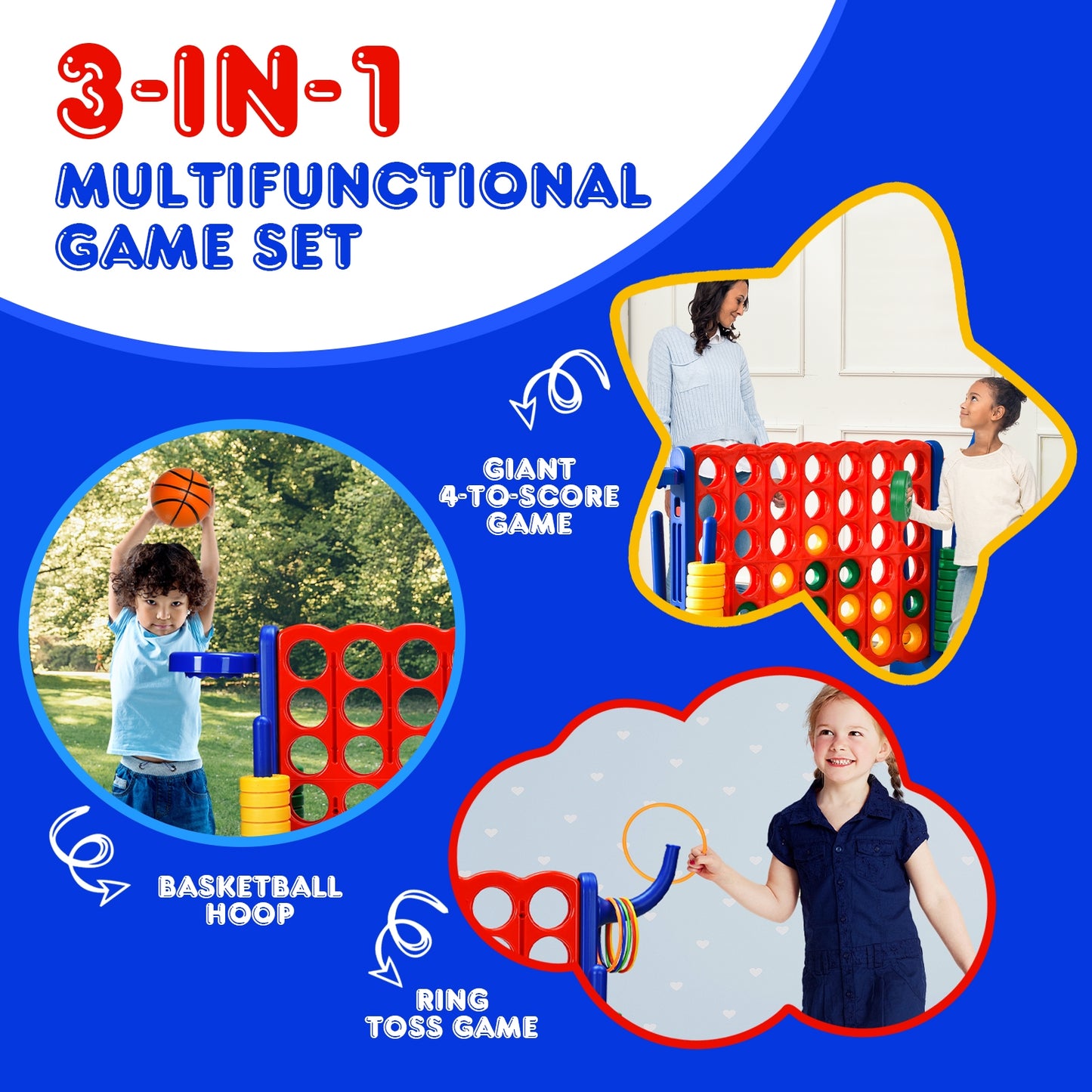 SPECIAL, 2.5 ` 4-to-Score  Game Set, damaged part but functions, please see Description, 1 box unassembled