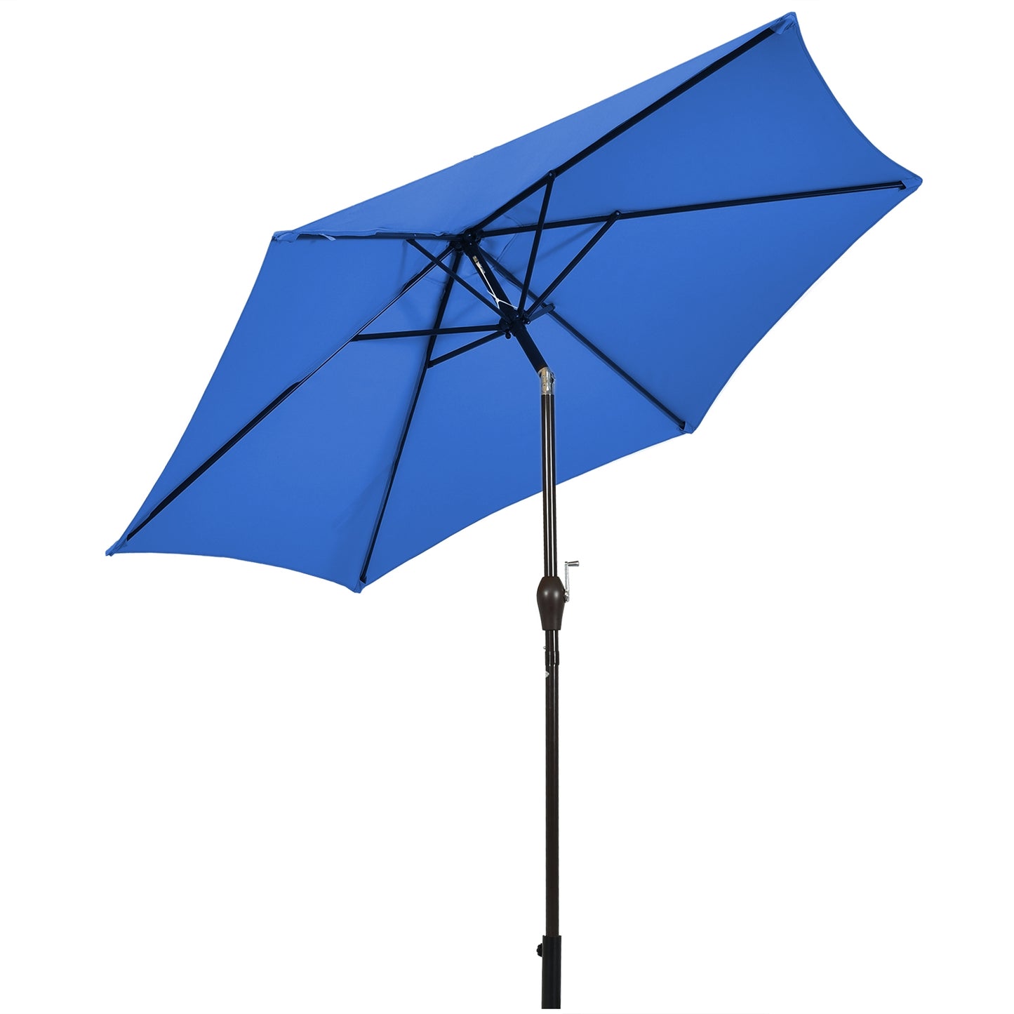 10' 6 Ribs Patio Umbrella with Crank without Weight Base-Blue