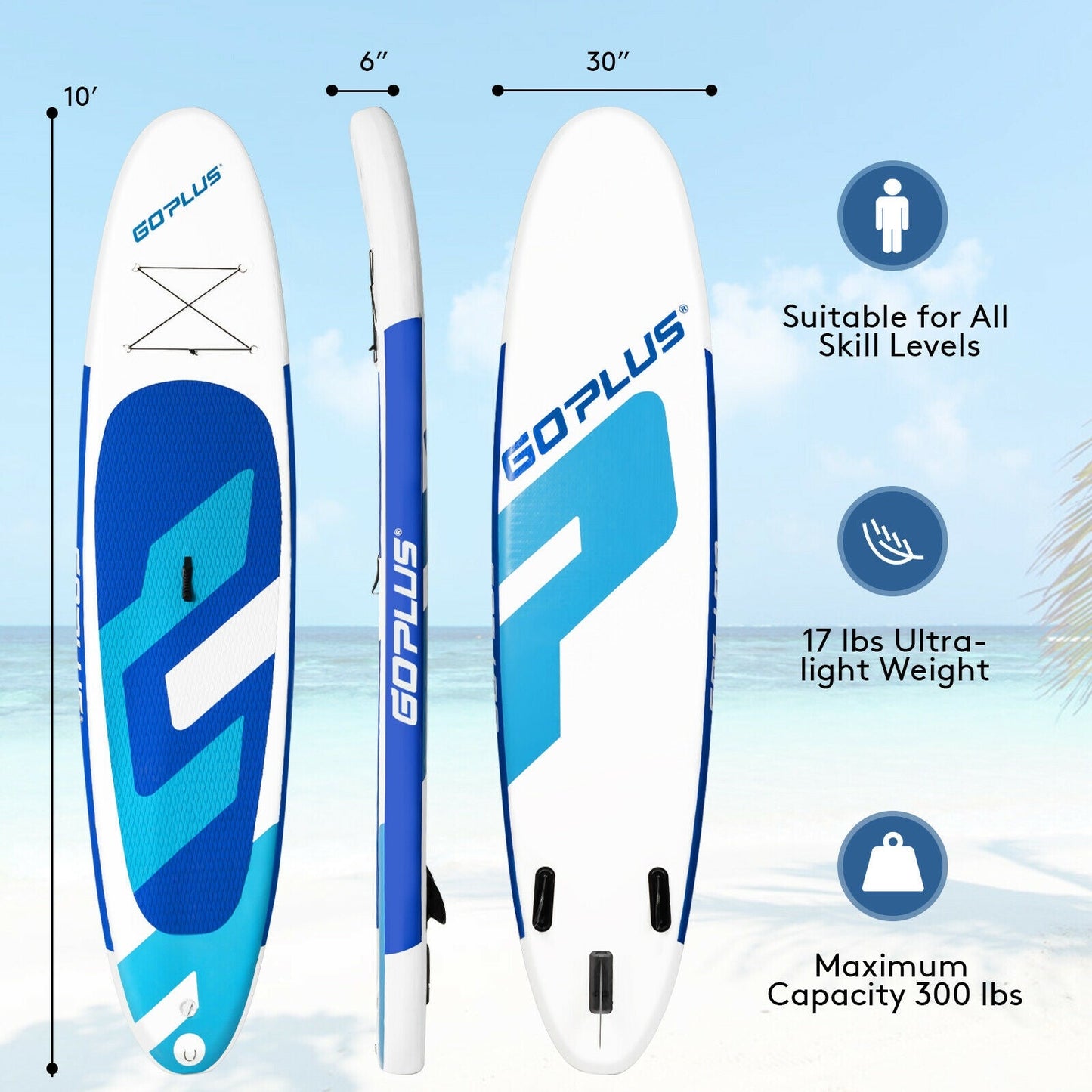 10 Ft Inflatable Stand Up Paddle Board with accessory kit