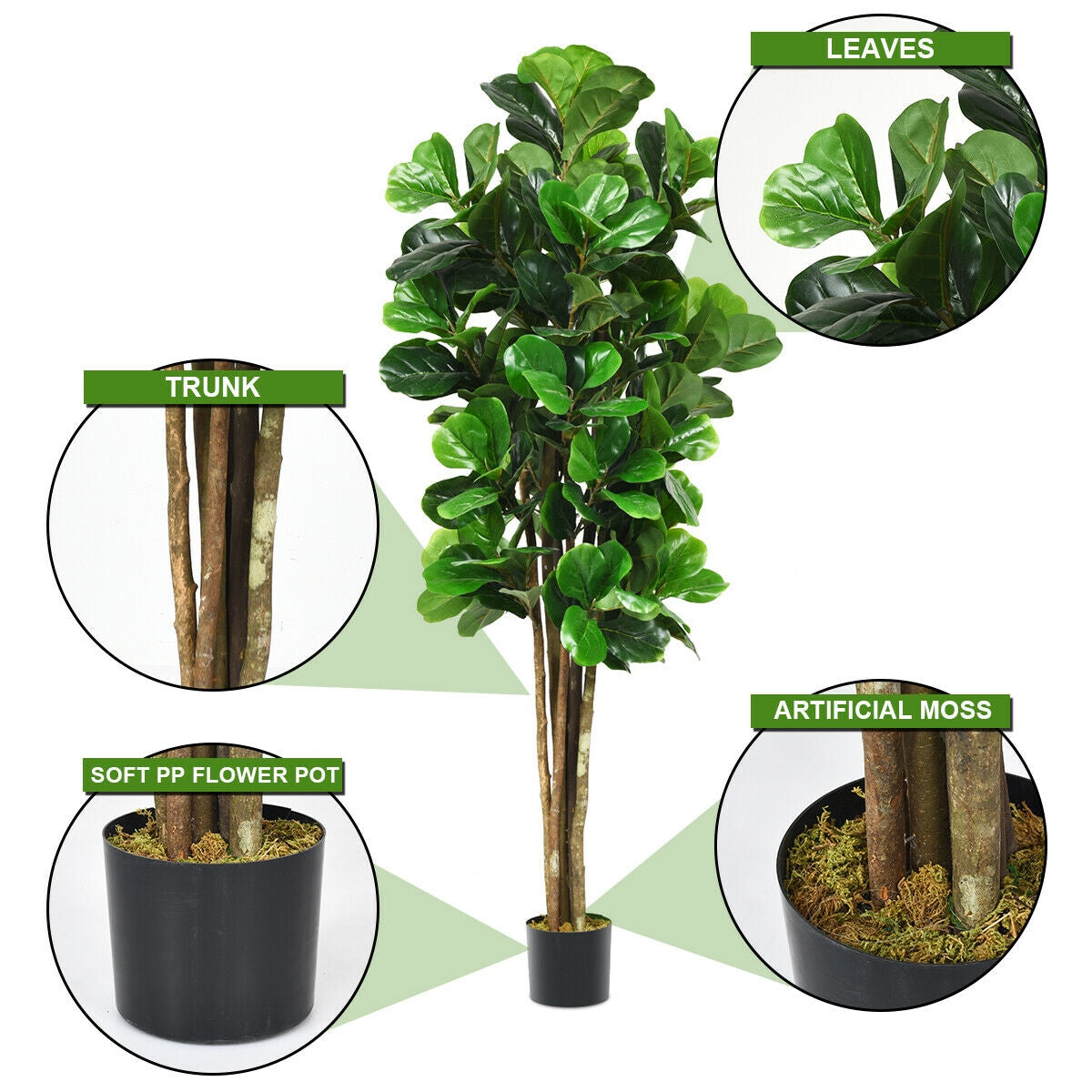 6-Foot Artificial Indoor-Outdoor Home Decorative Planter