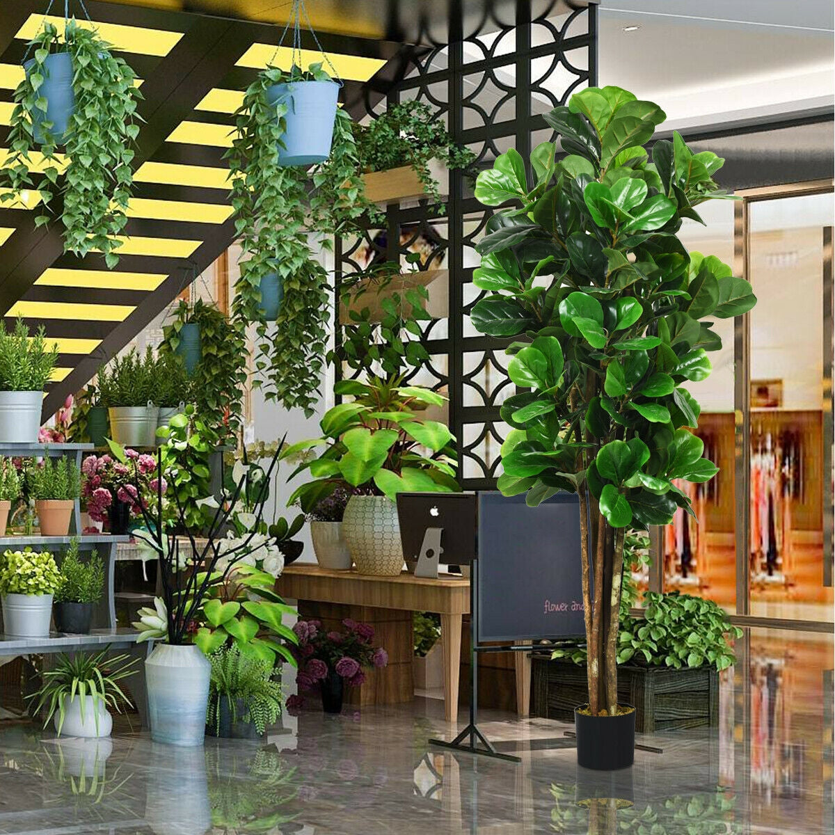 6-Foot Artificial Indoor-Outdoor Home Decorative Planter