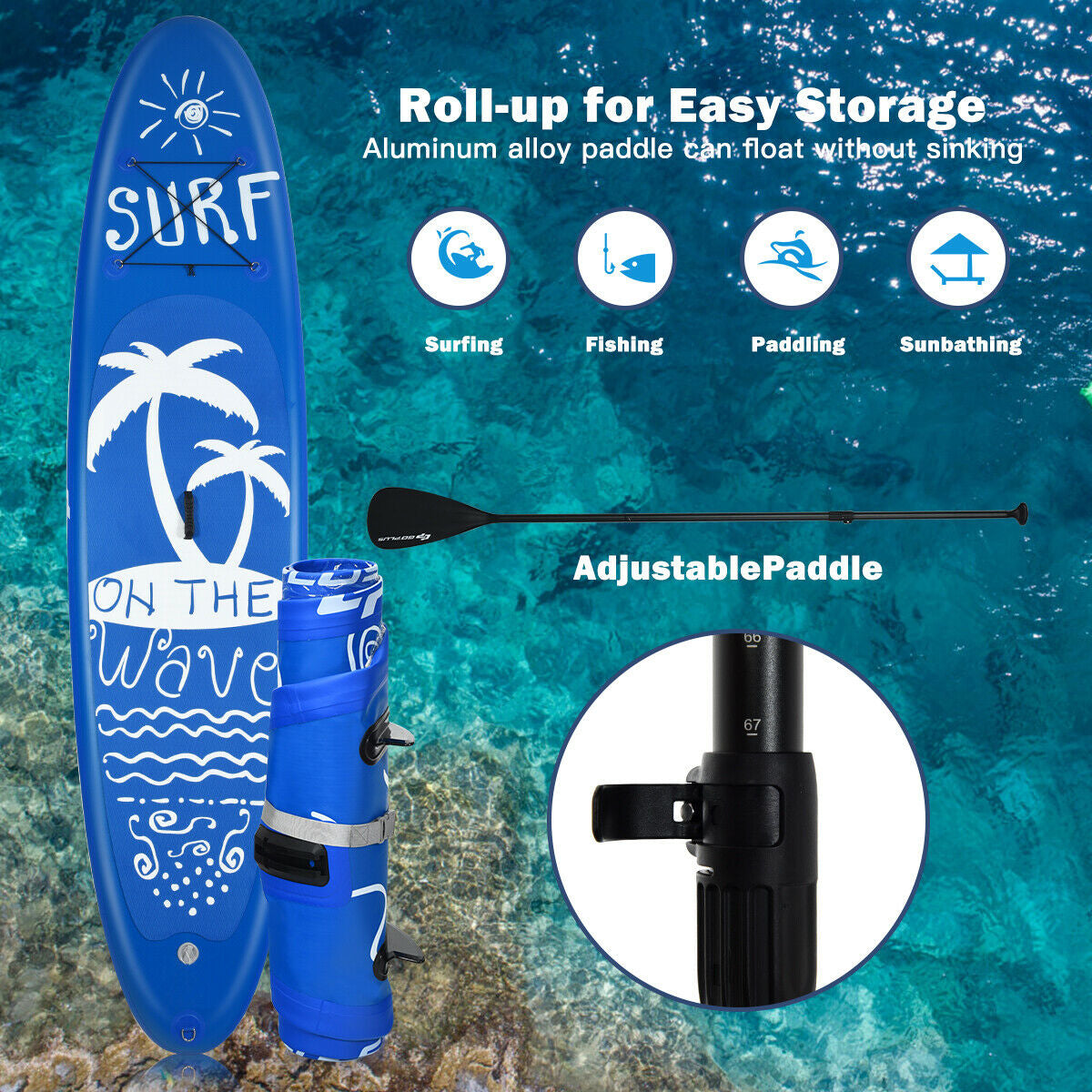 9.8 ft, Inflatable Stand Up Paddle Board with accessories-S