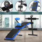 Multi-Functional Foldable Weight Bench Adjustable Sit-up Board with Monitor-Blue, 1 box, unassembled (Customer Return)