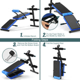 Multi-Functional Foldable Weight Bench Adjustable Sit-up Board with Monitor-Blue, 1 box, unassembled (Customer Return)