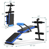 Multi-Functional Foldable Weight Bench Adjustable Sit-up Board with Monitor-Blue, 1 box, unassembled (Customer Return)