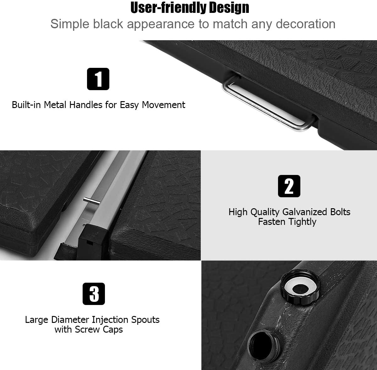 4 Pieces Square Fillable Patio Umbrella Base Set with Handle