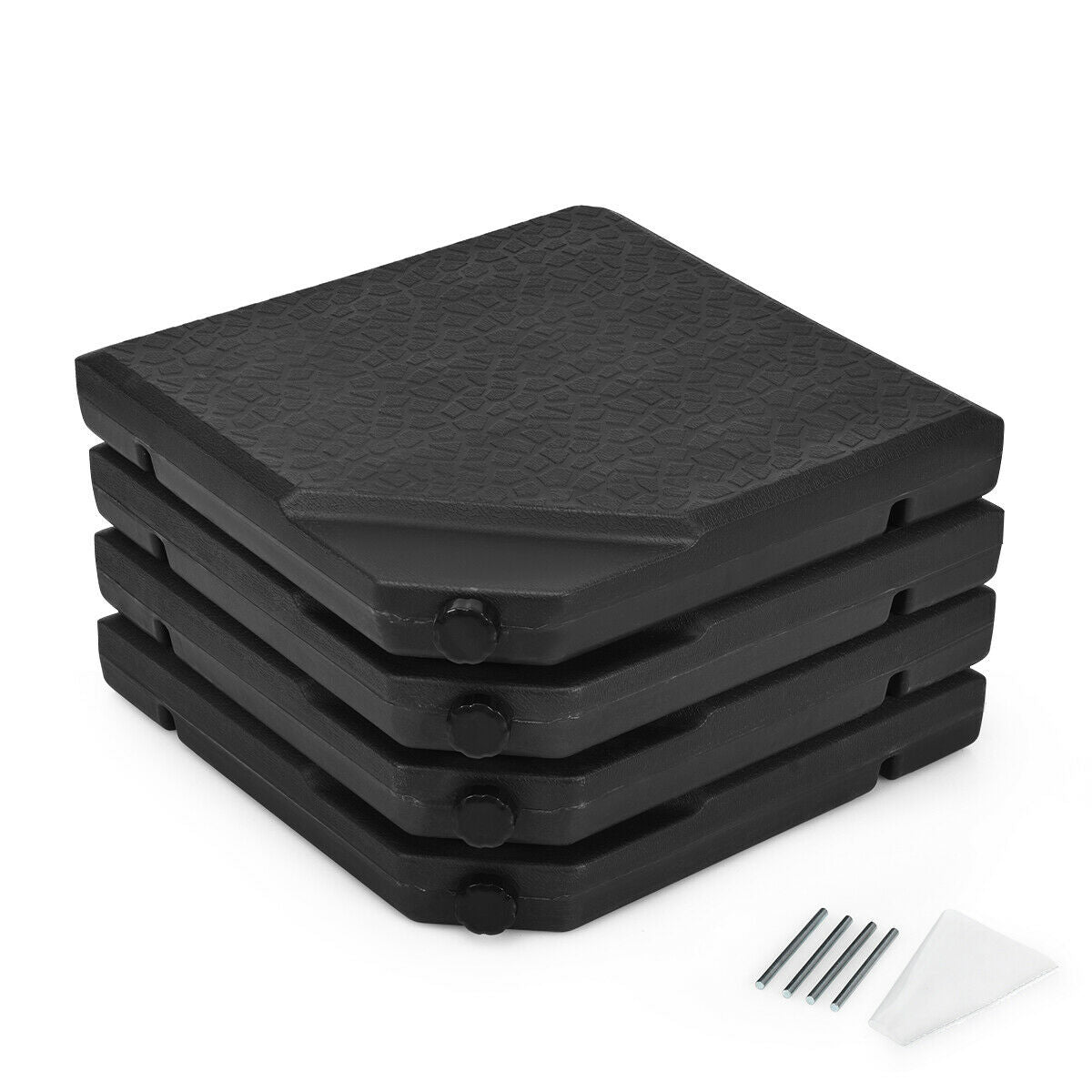 4 Pieces Square Fillable Patio Umbrella Base Set with Handle