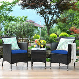 * SPECIAL* - 3 Pcs Patio Furniture Set Outdoor Wicker Rattan Set-Navy (Fully Assembled)