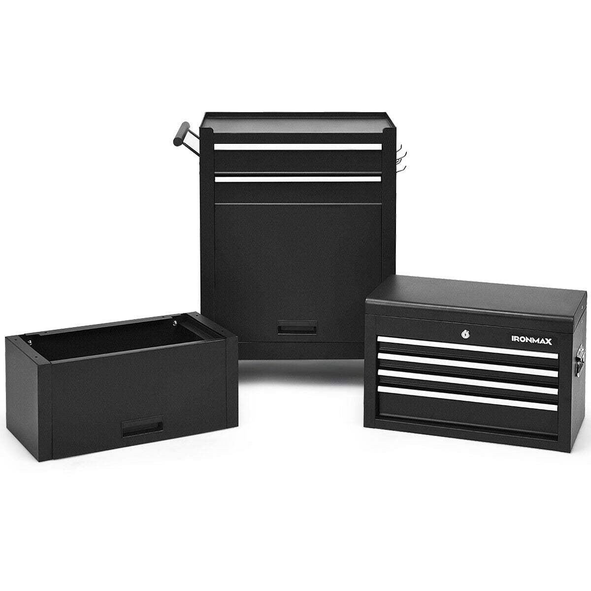 Tool Chest with Heightening Cabinet-Black, Fully Assembled (Damaged in Shipping)