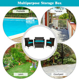 4 Pieces Comfortable Outdoor Rattan Sofa Set with Glass Coffee Table-Turquoise, 1 box, unassembled