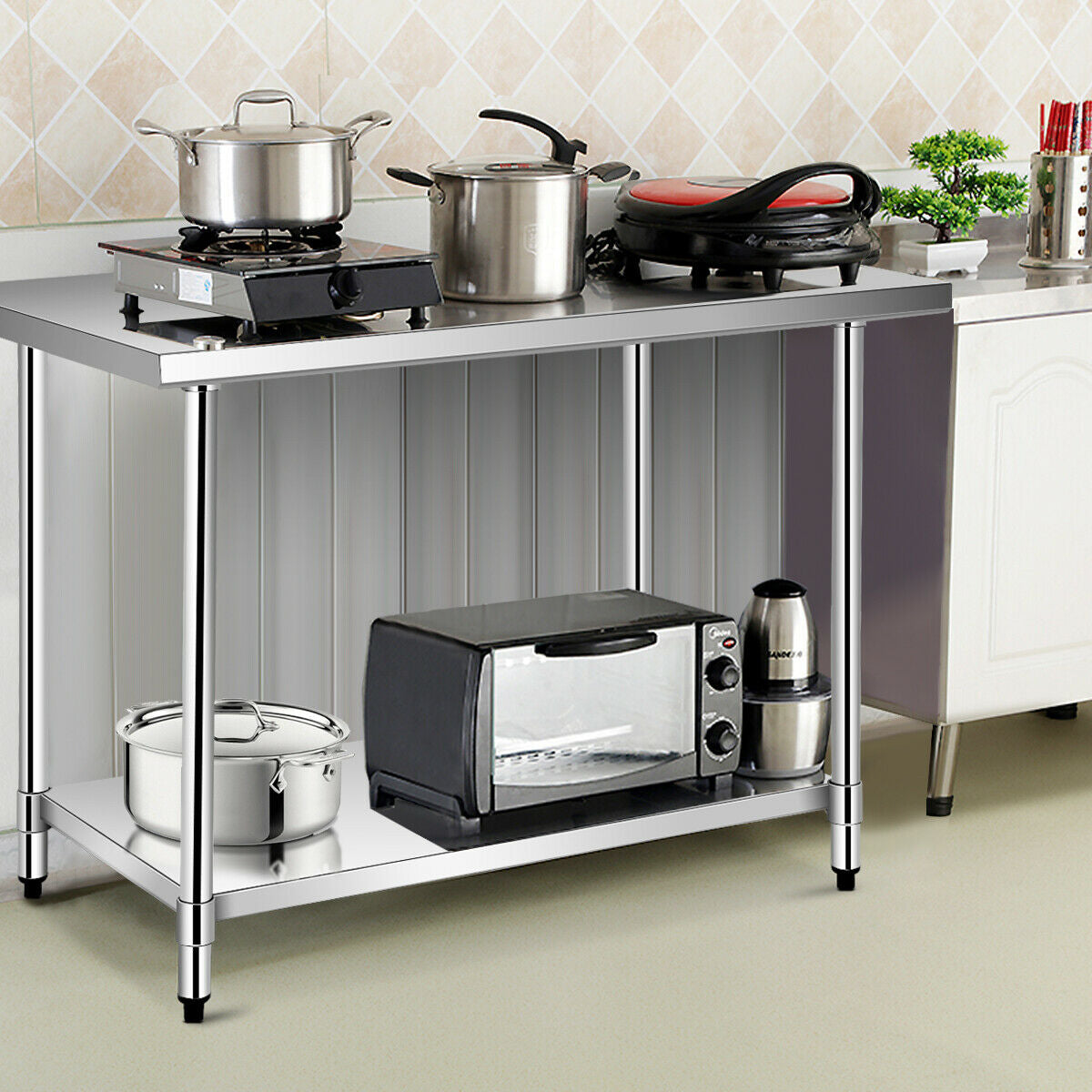 30 x 48 Inch Stainless Steel Food Preparation Kitchen Table ASSEMBLED