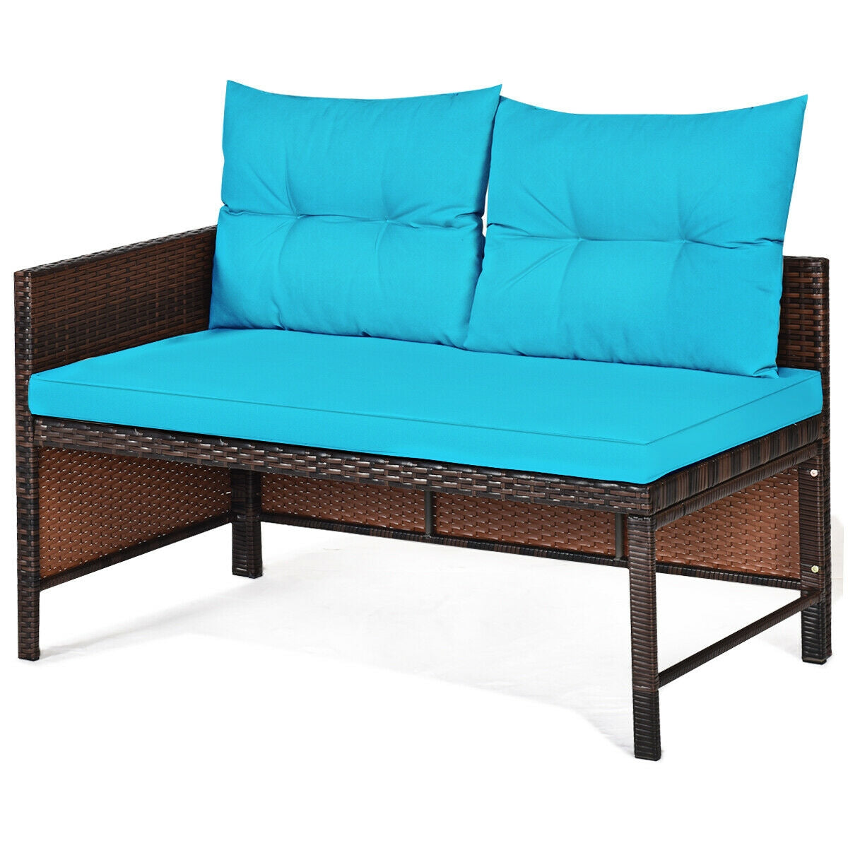 Outdoor Patio Wicker Rattan Sofa Set-Turquoise (Fully Assembled)