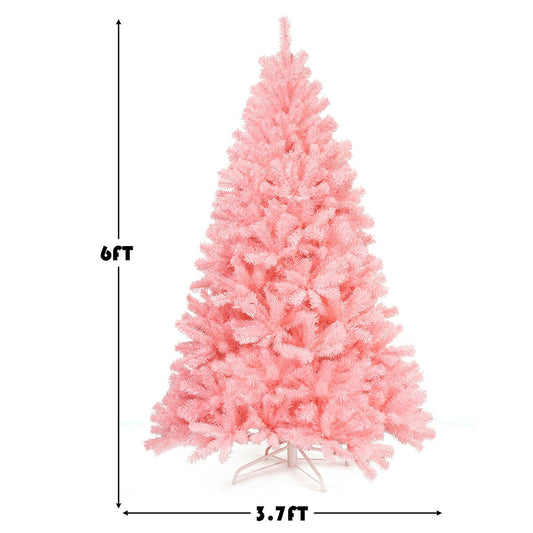 6 Feet Pink Artificial Hinged Spruce Full Christmas tree, final sale