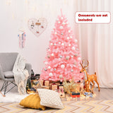 6 Feet Pink Artificial Hinged Spruce Full Christmas Tree with Foldable Metal Stand