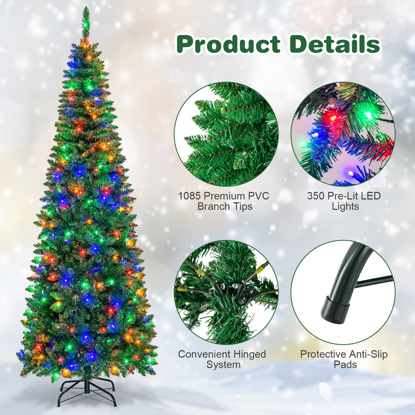 Artificial National Foot Kingswood Fir Pencil Christmas Tree-7.5 ft, ASSEMBLED, FINAL SALE