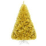 6 Feet Artificial Gold Tinsel Christmas Tree Hinged with Foldable Stand-6 ft