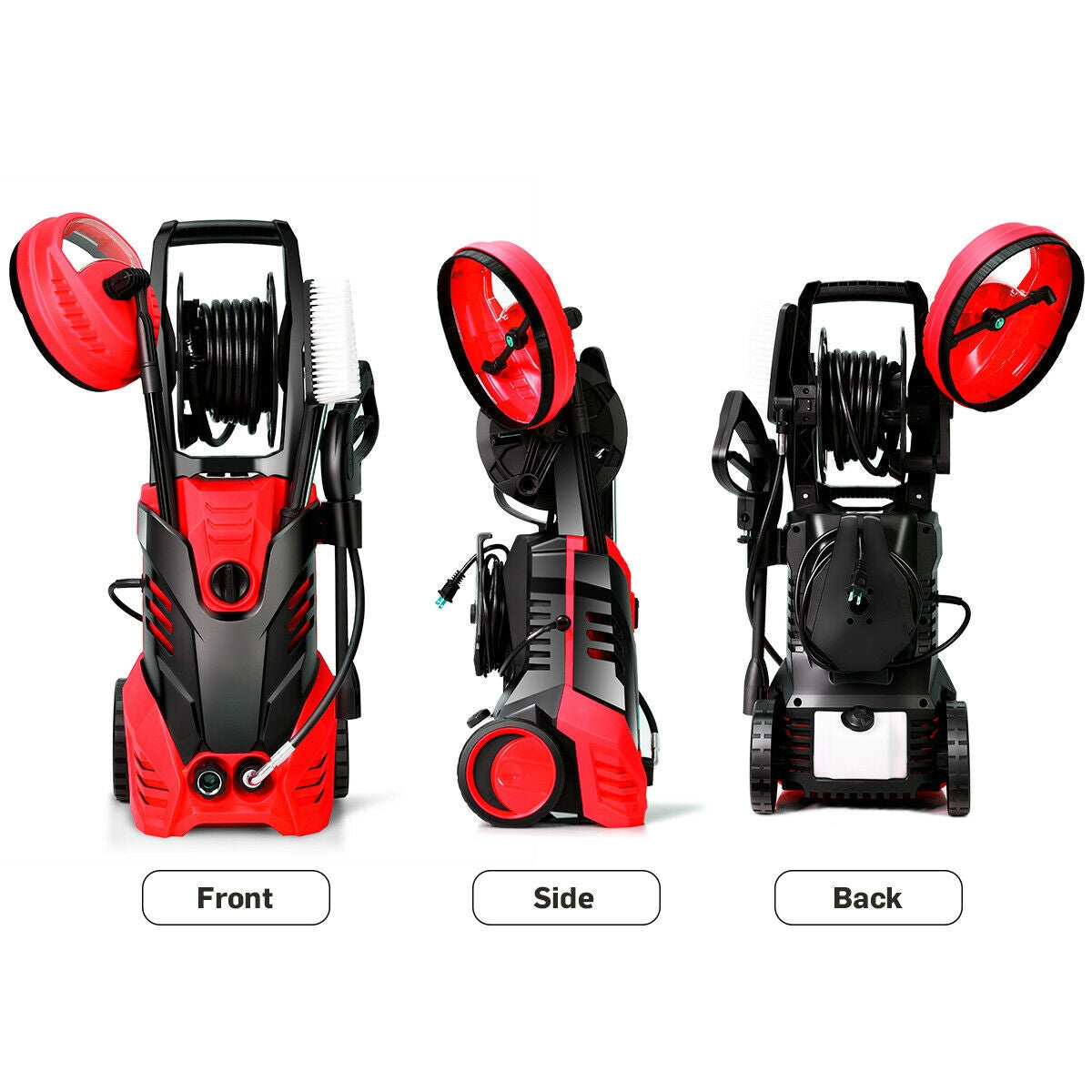 3000 PSI Electric High Pressure Washer With Patio/Deck Cleaner-Red, Tested