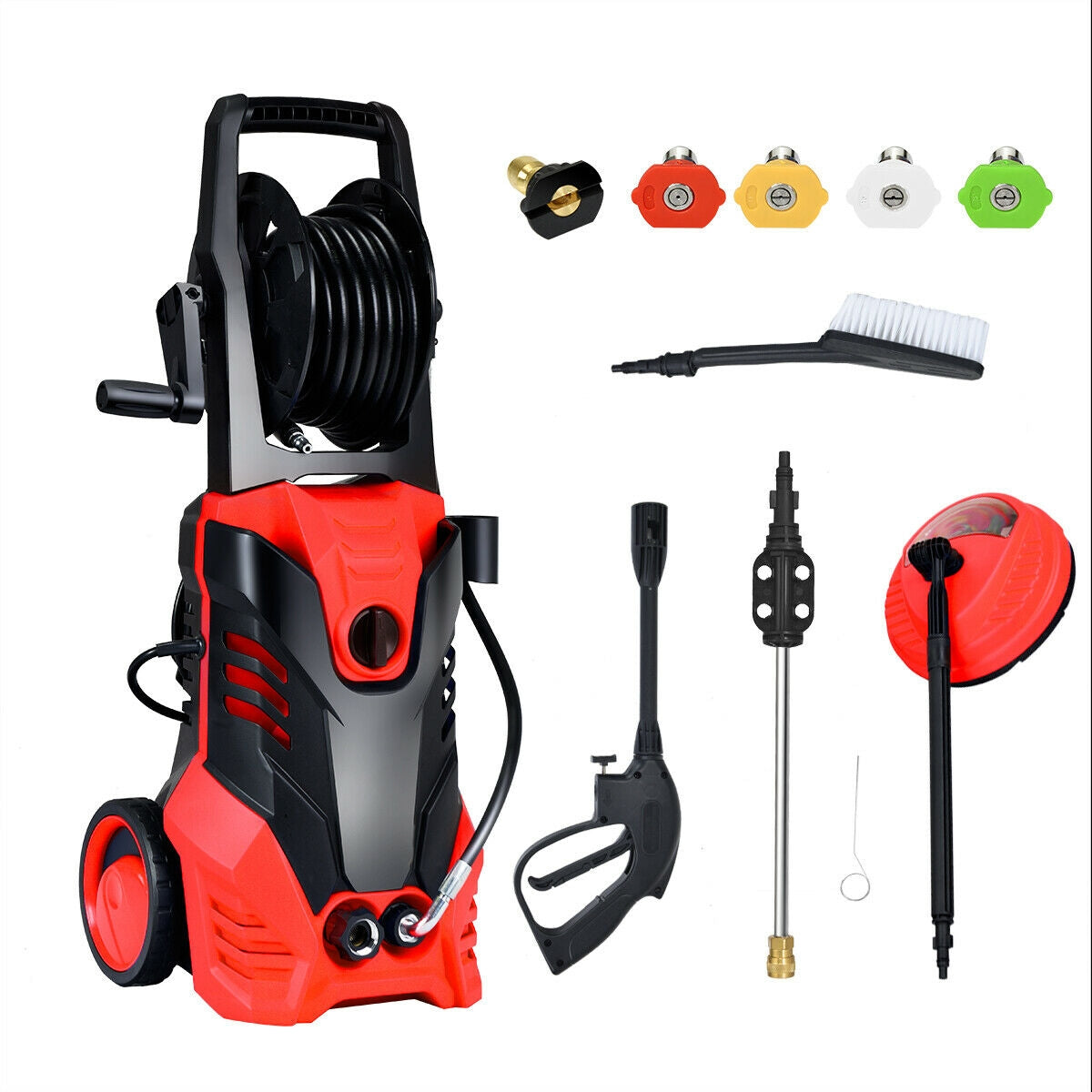 3000 PSI Electric High Pressure Washer With Patio/Deck Cleaner-Red, Tested