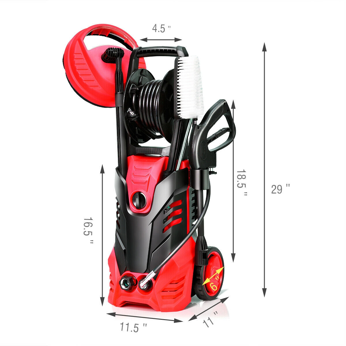 3000 PSI Electric High Pressure Washer With Patio/Deck Cleaner-Red, Tested
