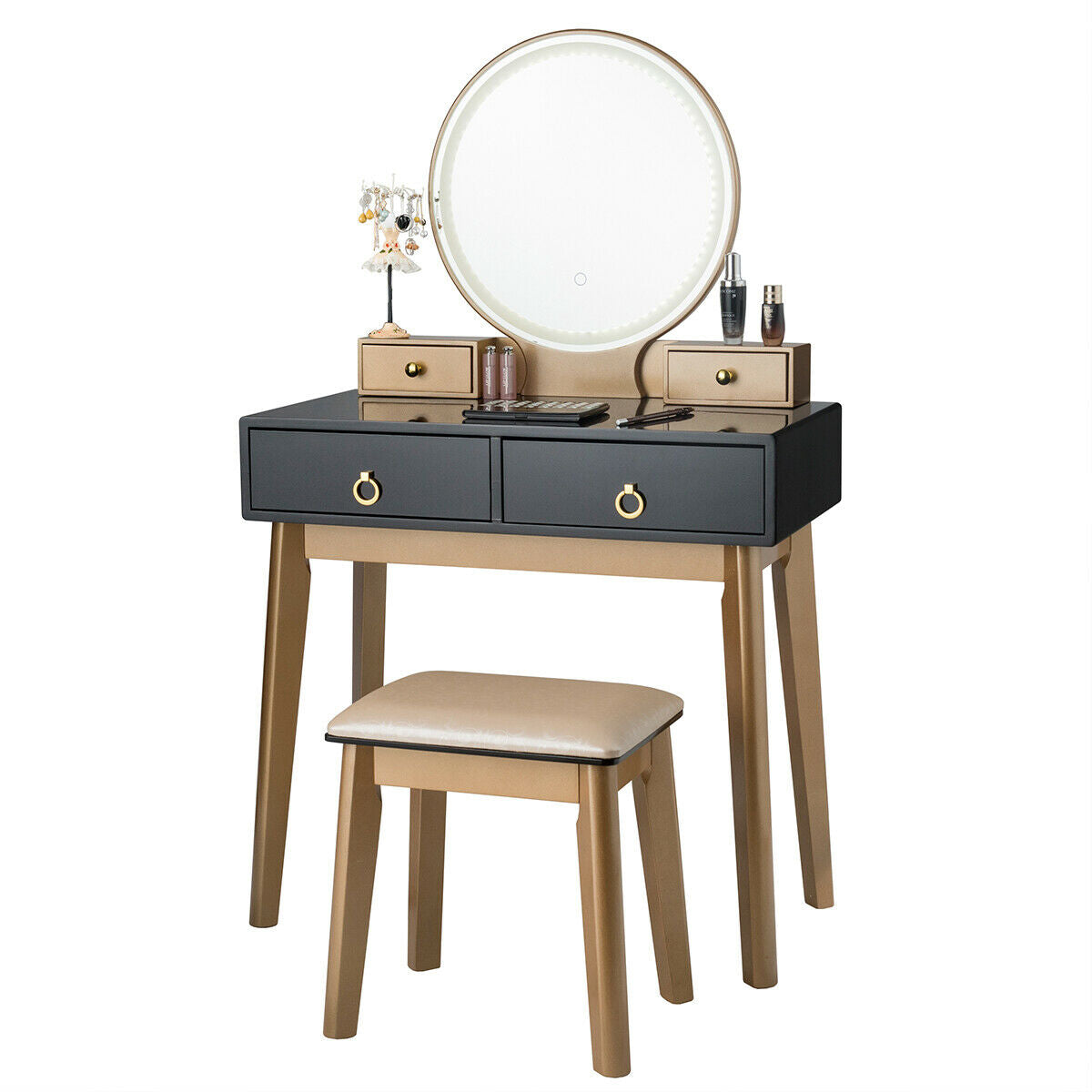 Makeup Vanity Table Set 3 Color Lighting Dressing Table-Black -  Scratch and Dent