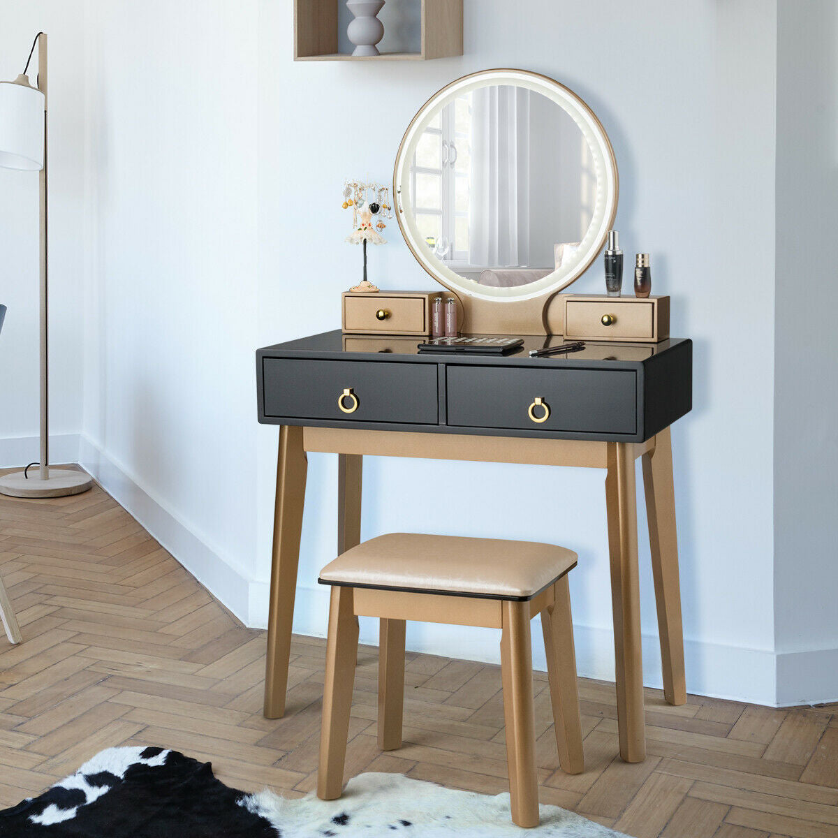 Makeup Vanity Table Set 3 Color Lighting Dressing Table-Black -  Scratch and Dent