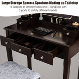 Vanity Dressing Table Set with  and Cushioned Stool-Brown - Scratch and Dent